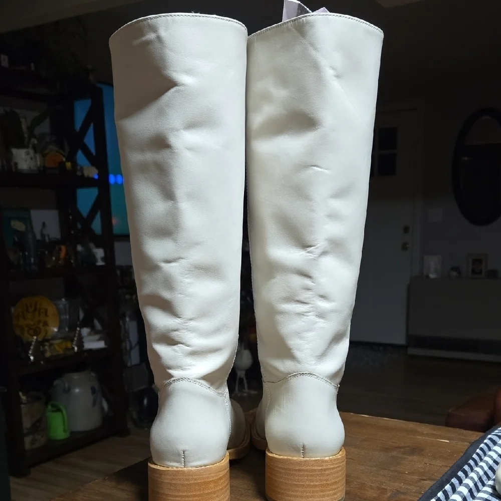 Steve Madden Riggs Campus Boots Leather Bone Womens Size 8.5 Like Frye
